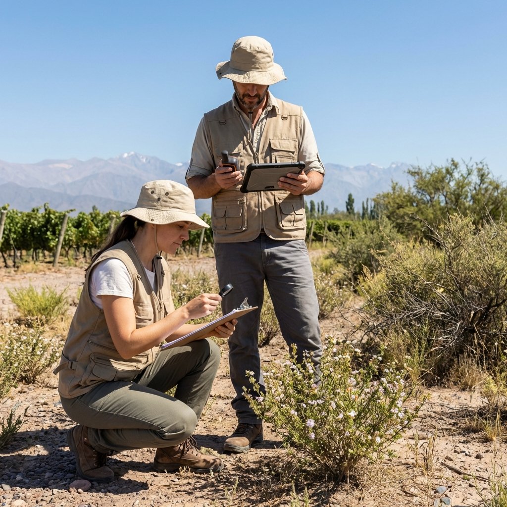 Personas realizando monitoreo de flora